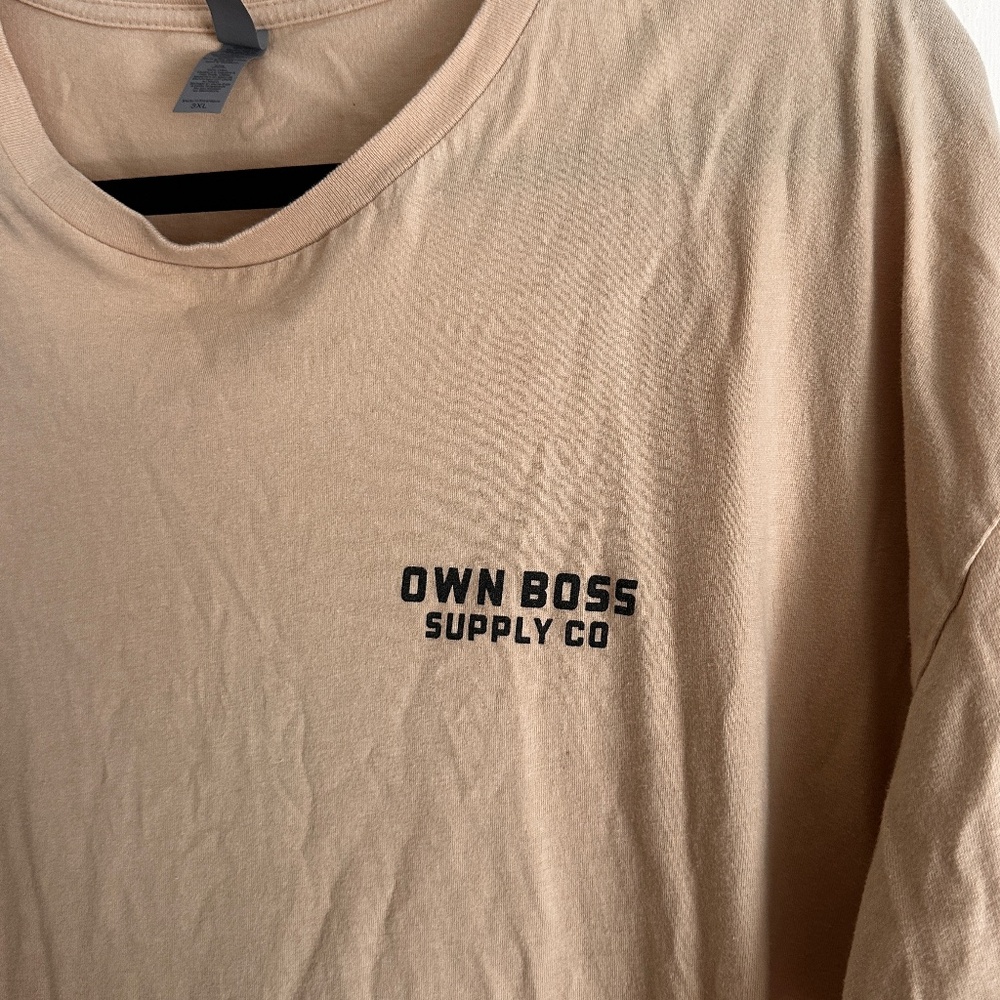 OWN BOSS supply co.  Shirt Tan beige flag